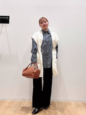 「アイテム（ダウンベスト）」を使った、umechiさん（レディース・150cm）の秋コーディネート
