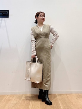 「URBAN RESEARCH ROSSO WOMEN（アーバンリサーチ　ロッソ）のアイテム（ジャンパースカート）」を使った、umechiさん（レディース・150cm）の秋コーディネート