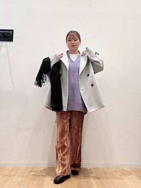 「アイテム（ピーコート）」を使った、umechiさん（レディース・150cm）の冬コーディネート