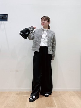 「URBAN RESEARCH（アーバンリサーチ）のアイテム（ノーカラージャケット）」を使った、umechiさん（レディース・150cm）の冬コーディネート