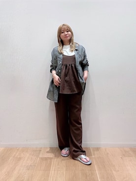 「URBAN RESEARCH DOORS（アーバンリサーチドアーズ）の『UR TECH』汗染み防止ベーシックTシャツ（Tシャツ/カットソー、ホワイト系）」を使った、umechiさん（レディース・150cm）の夏コーディネート