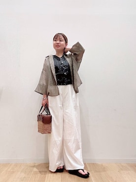 「URBAN RESEARCH（アーバンリサーチ）のnew basic　オーガンジードットピンタックベスト（ベスト）」を使った、umechizuさん（レディース・150cm）の夏コーディネート