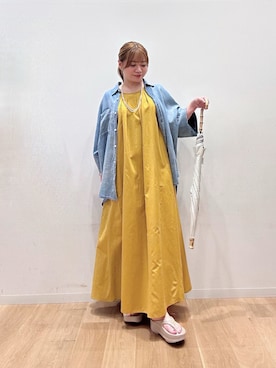 「URBAN RESEARCH（アーバンリサーチ）のdecor『デコール』　6mmPearllongnecklace（ネックレス、ホワイト系）」を使った、umechiさん（レディース・150cm）の夏コーディネート