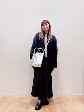 「アイテム（ニット/セーター、シルバー系）」を使った、umechiさん（レディース・150cm）の秋コーディネート