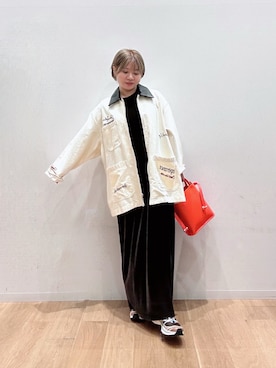 「アイテム（カバーオール、ベージュ系）」を使った、umechiさん（レディース・150cm）の秋コーディネート