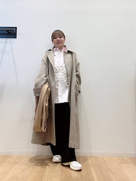 「アイテム（ステンカラーコート）」を使った、umechiさん（レディース・150cm）の冬コーディネート