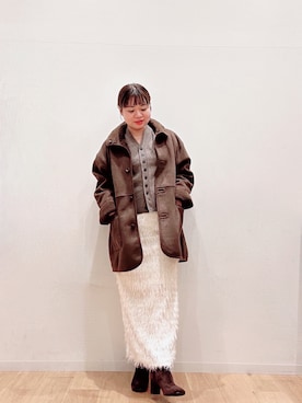 「アイテム（ムートンコート）」を使った、umechiさん（レディース・150cm）の冬コーディネート
