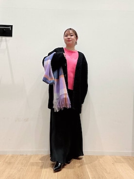 「URBAN RESEARCH（アーバンリサーチ）のアイテム（ストール/ショール）」を使った、umechiさん（レディース・150cm）の冬コーディネート
