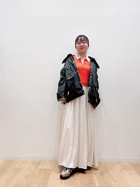 「トレンド秋素材コーデ」｜「アイテム（ジャケット/アウター）」を使った、umechiさん（レディース・150cm）の秋コーディネート