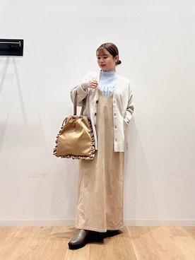 「URBAN RESEARCH DOORS（アーバンリサーチドアーズ）のピンタックフリルスタンドカラーブラウス（シャツ/ブラウス）」を使った、umechiさん（レディース・150cm）の秋コーディネート