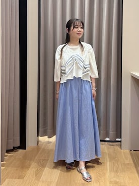 「URBAN RESEARCH（アーバンリサーチ）の『別注』ATON×URBAN RESEARCH　WIDE SLEEVE T-SHIRTS（Tシャツ/カットソー、ホワイト系）」を使った、umechiさん（レディース・150cm）の春コーディネート
