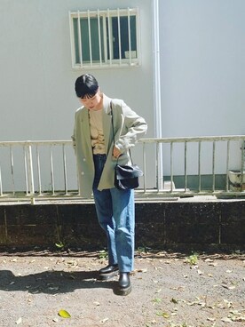 「UNIQLO（ユニクロ）のハイライズワイドストレートジーンズ（デニムパンツ）」を使った、yasuka0823さん（レディース・157cm）の春コーディネート