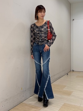 「SPIRALGIRL（スパイラルガール）のアイテム（パンツ）」を使った、risaさん（レディース・161cm）の冬コーディネート