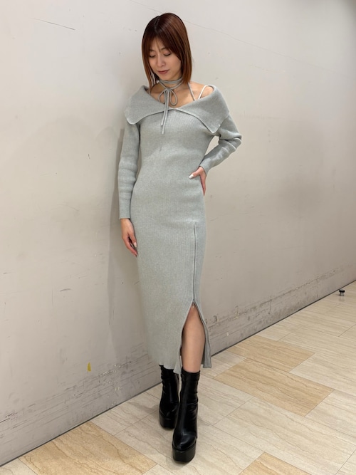 ワンピース　Nyx sama ノエラ NOELA サッカータックスリーブワンピ （サックス