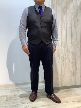 「アイテム（ビジネスシャツ）」を使った、BRICK HOUSE by Tokyo Shirts 博多ゆめタウン店さん（メンズ・169cm）の秋コーディネート