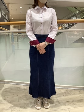 「アイテム（ビジネスシャツ）」を使った、BRICK HOUSE by Tokyo Shirts 博多ゆめタウン店さん（レディース・160cm）の秋コーディネート
