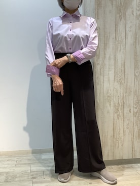 「アイテム（ビジネスシャツ）」を使った、BRICK HOUSE by Tokyo Shirts 博多ゆめタウン店さん（レディース・164cm）の秋コーディネート