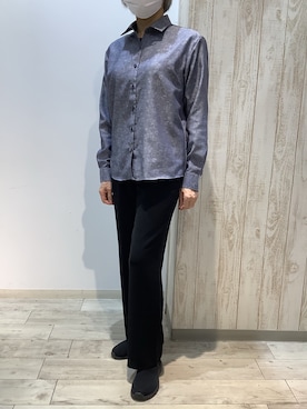 「アイテム（ビジネスシャツ）」を使った、BRICK HOUSE by Tokyo Shirts 博多ゆめタウン店さん（レディース・164cm）の秋コーディネート