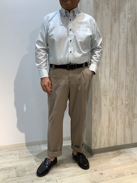 「アイテム（ビジネスシャツ）」を使った、BRICK HOUSE by Tokyo Shirts 博多ゆめタウン店さん（メンズ・169cm）の秋コーディネート