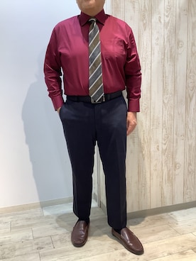 「アイテム（ビジネスシャツ）」を使った、BRICK HOUSE by Tokyo Shirts 博多ゆめタウン店さん（メンズ・169cm）の冬コーディネート