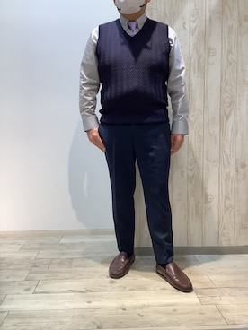 「アイテム（ビジネスシャツ）」を使った、BRICK HOUSE by Tokyo Shirts 博多ゆめタウン店さん（メンズ・169cm）の冬コーディネート