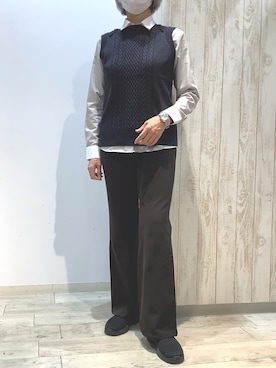 「アイテム（ビジネスシャツ）」を使った、BRICK HOUSE by Tokyo Shirts 博多ゆめタウン店さん（レディース・164cm）の冬コーディネート