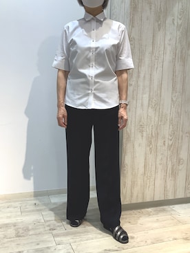 「アイテム（ビジネスシャツ）」を使った、BRICK HOUSE by Tokyo Shirts 博多ゆめタウン店さん（レディース・164cm）の夏コーディネート
