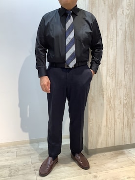 「アイテム（ビジネスシャツ）」を使った、BRICK HOUSE by Tokyo Shirts 博多ゆめタウン店さん（メンズ・169cm）の冬コーディネート