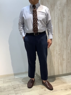 「アイテム（ビジネスシャツ）」を使った、BRICK HOUSE by Tokyo Shirts 博多ゆめタウン店さん（メンズ・169cm）の秋コーディネート