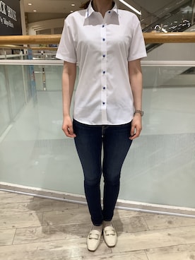 「AZUL by moussy（アズールバイマウジー）のアイテム」を使った、BRICK HOUSE by Tokyo Shirts 博多ゆめタウン店さん（レディース・160cm）の夏コーディネート