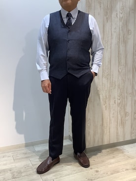 「アイテム（ビジネスシャツ）」を使った、BRICK HOUSE by Tokyo Shirts 博多ゆめタウン店さん（メンズ・169cm）の秋コーディネート