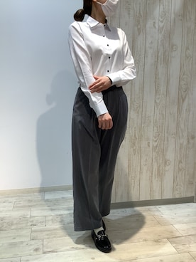 「アイテム（ビジネスシャツ）」を使った、BRICK HOUSE by Tokyo Shirts 博多ゆめタウン店さん（レディース・160cm）の秋コーディネート
