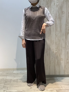 「アイテム（ビジネスシャツ、ホワイト系）」を使った、BRICK HOUSE by Tokyo Shirts 博多ゆめタウン店さん（レディース・164cm）の秋コーディネート