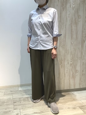 「アイテム（ビジネスシャツ）」を使った、BRICK HOUSE by Tokyo Shirts 博多ゆめタウン店さん（レディース・164cm）の夏コーディネート