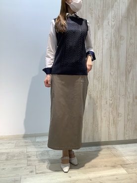 「アイテム（ビジネスシャツ）」を使った、BRICK HOUSE by Tokyo Shirts 博多ゆめタウン店さん（レディース・160cm）の秋コーディネート