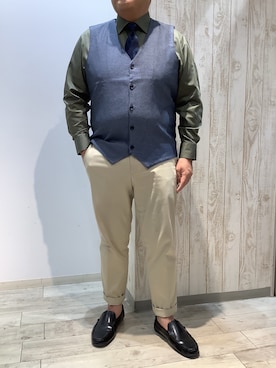 「アイテム（ビジネスシャツ）」を使った、BRICK HOUSE by Tokyo Shirts 博多ゆめタウン店さん（メンズ・169cm）の秋コーディネート