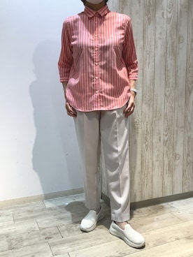 「Pitta Re:)（ピッタリ）のアイテム（シャツ/ブラウス）」を使った、BRICK HOUSE by Tokyo Shirts 博多ゆめタウン店さん（レディース・164cm）の夏コーディネート
