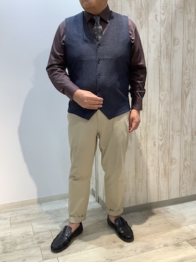 「アイテム（ビジネスシャツ）」を使った、BRICK HOUSE by Tokyo Shirts 博多ゆめタウン店さん（メンズ・169cm）の秋コーディネート