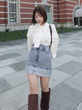 「dazzlin（ダズリン）のアイテム（ブーツ）」を使った、ami さん（骨格ウェーブ・レディース・158cm）の冬コーディネート