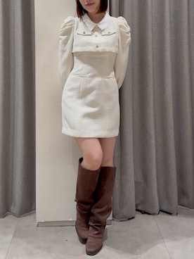 「dazzlin（ダズリン）のアイテム（ブーツ）」を使った、ami さん（骨格ウェーブ・レディース・158cm）の冬コーディネート