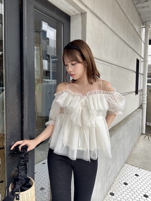 dazzlin ニット セーター ラッフルビジューニットトップス