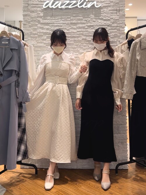 ブラウスレイヤードジャガードワンピース ブラウスレイヤードジャガードワンピース｜ダズリンの通販