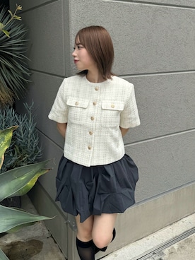 「半袖」｜「アイテム（ノーカラージャケット）」を使った、ami さん（レディース・158cm）の夏コーディネート