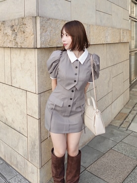 「dazzlin（ダズリン）のアイテム（ブーツ）」を使った、ami さん（骨格ウェーブ・レディース・158cm）の冬コーディネート