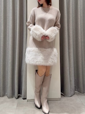 「dazzlin（ダズリン）のアイテム（ブーツ）」を使った、ami さん（骨格ウェーブ・レディース・158cm）の冬コーディネート