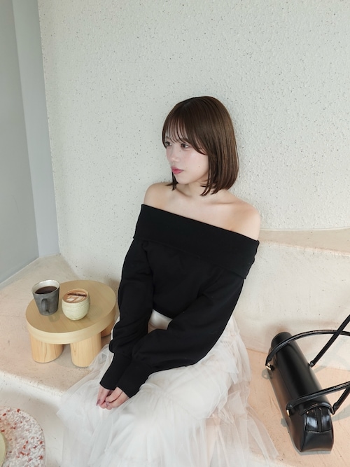 dazzlin トレーナー スウェット デコルテオープンスウェット