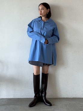 「スキッパーシャツ」｜azusaさん（レディース・153cm）の夏コーディネート