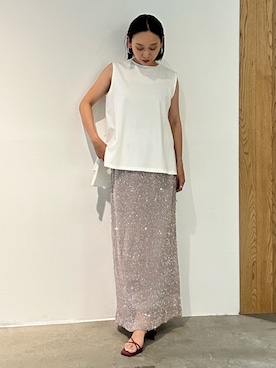 「ラメスカート」｜azusaさん（レディース・153cm）の夏コーディネート