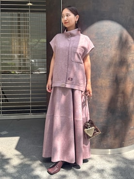 「アイテム（テーラードジャケット、レッド系）」を使った、azusaさん（レディース・153cm）の秋コーディネート