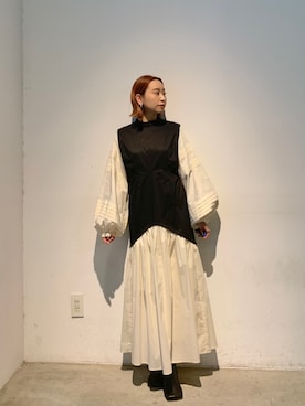 「バルーン袖」｜「アイテム（ワンピース/ドレス）」を使った、azusaさん（レディース・153cm）の春コーディネート
